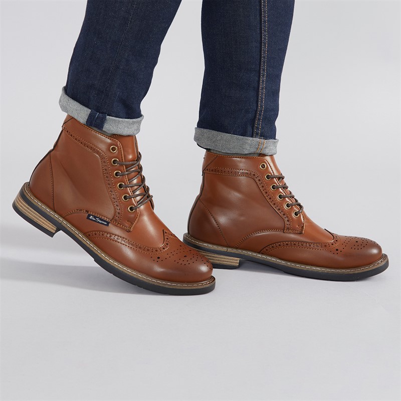 Mens Templeton Brogue Boots Tan Burnish