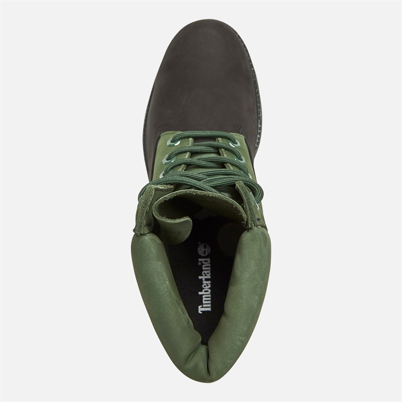 Mens Premium 6 Inch Lace Up Boots Black Nubuck W Dark Green 4 Mens Premium 6 Inch Lace Up Boots Black Nubuck W Dark Green
