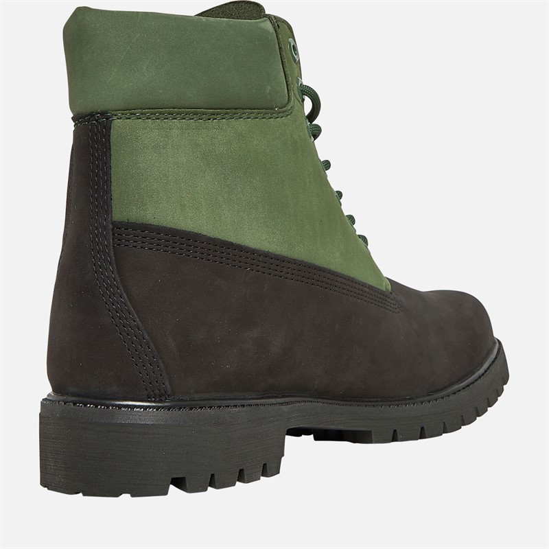 Mens Premium 6 Inch Lace Up Boots Black Nubuck W Dark Green 5 Mens Premium 6 Inch Lace Up Boots Black Nubuck W Dark Green