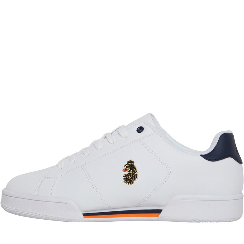 Mens Berto Trainers White/Navy/Orange