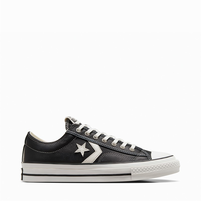 Mens Star Player 76 Fall Leather Trainers Black/Vintage White/Silver
