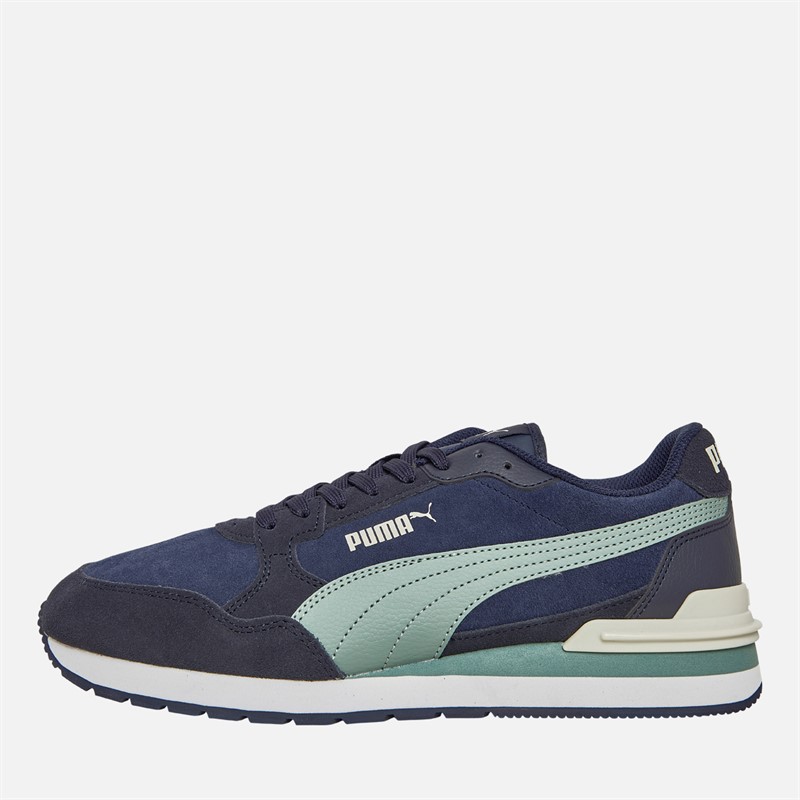 Mens ST Runner V4 Suede Trainers Navy/Green Moon/New Navy