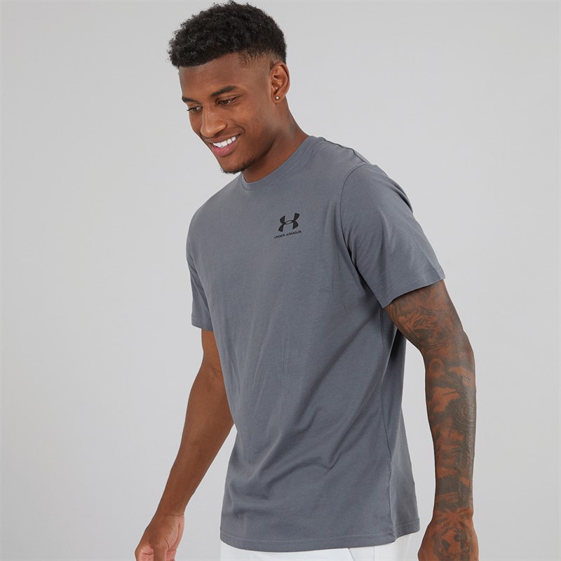 Mens UA Sportstyle Left Chest Short Sleeve T-Shirt Castlerock/Black 1 Mens UA Sportstyle Left Chest Short Sleeve T-Shirt Castlerock/Black