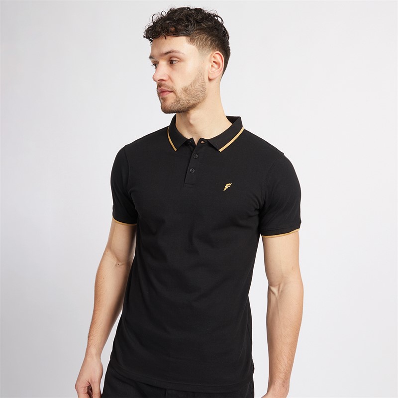Mens Three Pack Tipped Jersey Polo Shirts White/Black/Navy 2 Mens Three Pack Tipped Jersey Polo Shirts White/Black/Navy