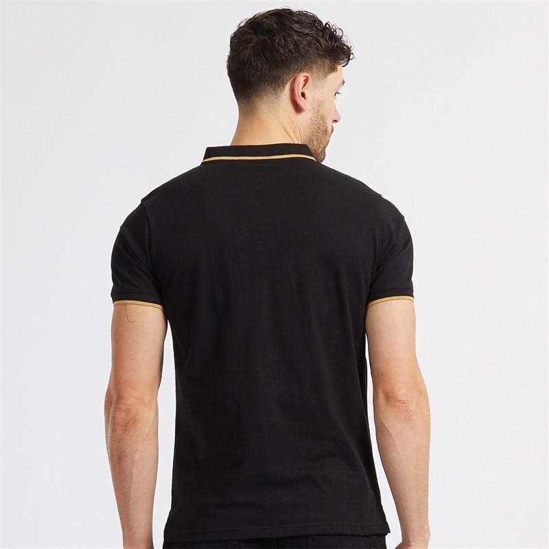 Mens Three Pack Tipped Jersey Polo Shirts White/Black/Navy 3 Mens Three Pack Tipped Jersey Polo Shirts White/Black/Navy
