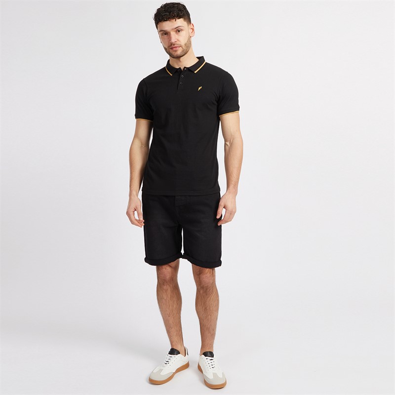 Mens Three Pack Tipped Jersey Polo Shirts White/Black/Navy 4 Mens Three Pack Tipped Jersey Polo Shirts White/Black/Navy