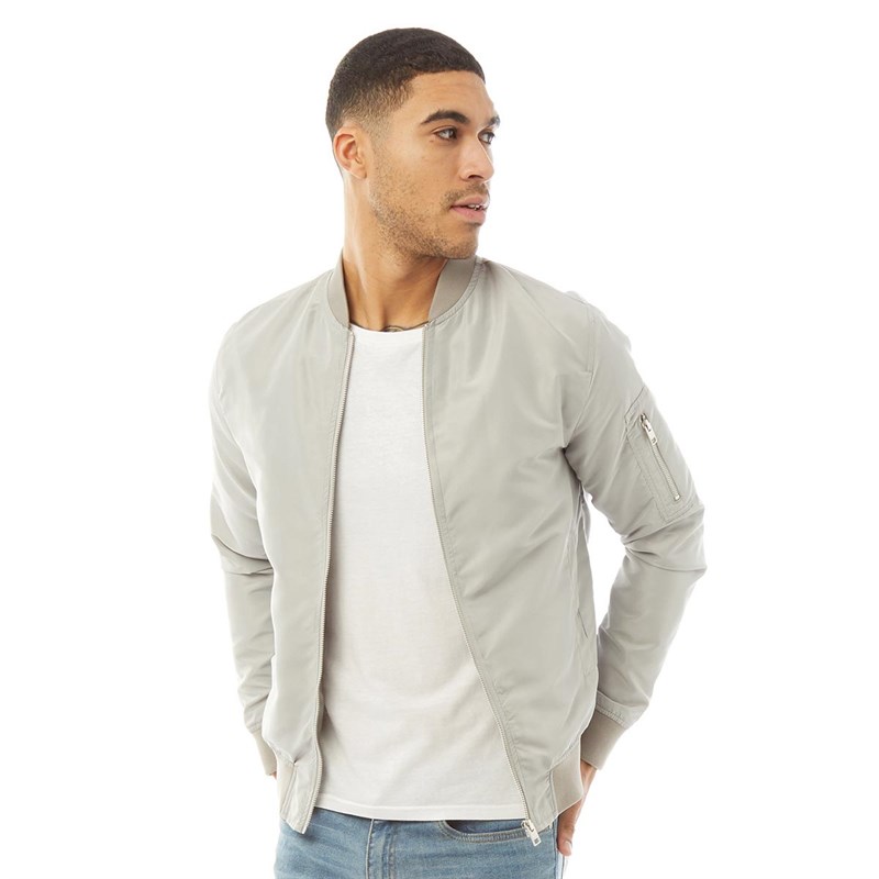 Mens Bomber Jacket Ghost Grey