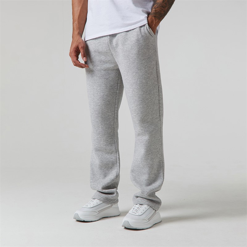 Mens Relaxed Open Hem Joggers Light Grey Marl