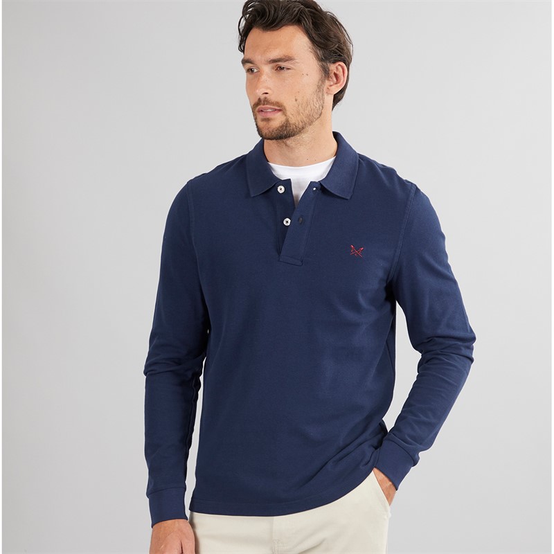 Mens Long Sleeve Pique Polo Heritage Navy
