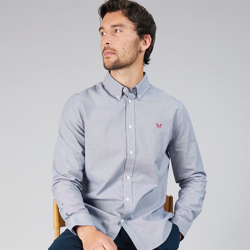 Mens Puppytooth Oxford Shirt Heritage Navy/Optic White