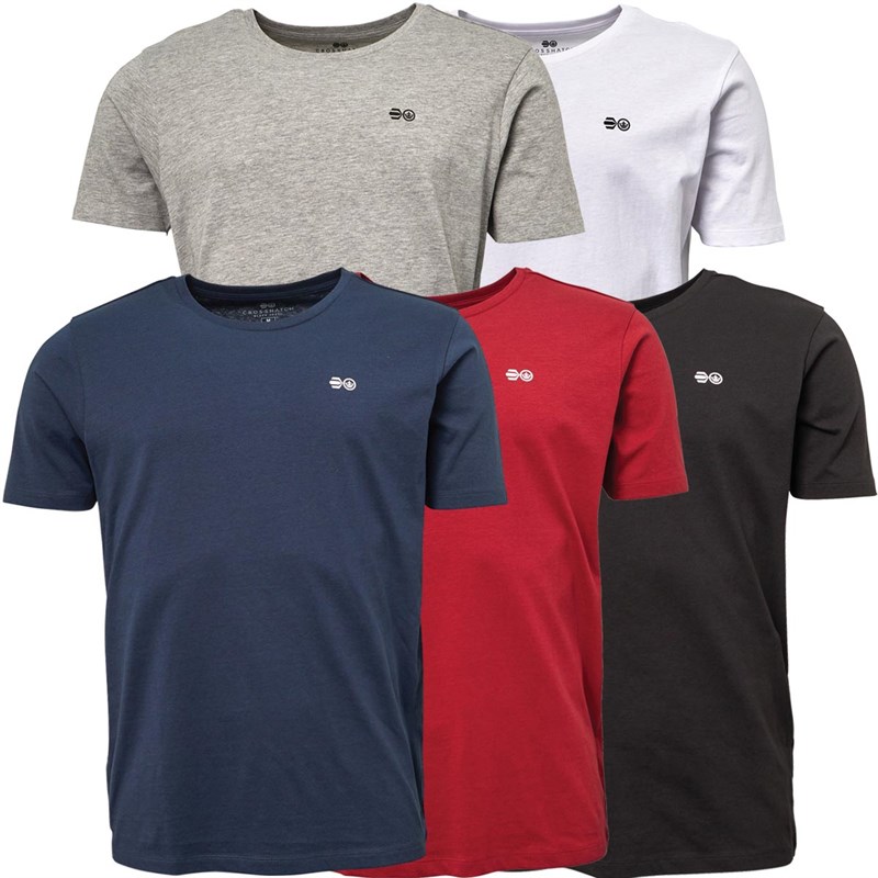 Mens Dellmere Five Pack T-Shirts White/Grey/Red/Blue/Black 1 Mens Dellmere Five Pack T-Shirts White/Grey/Red/Blue/Black