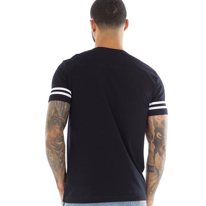 Mens Arm Stripes T-Shirt Marine/White 2 Mens Arm Stripes T-Shirt Marine/White