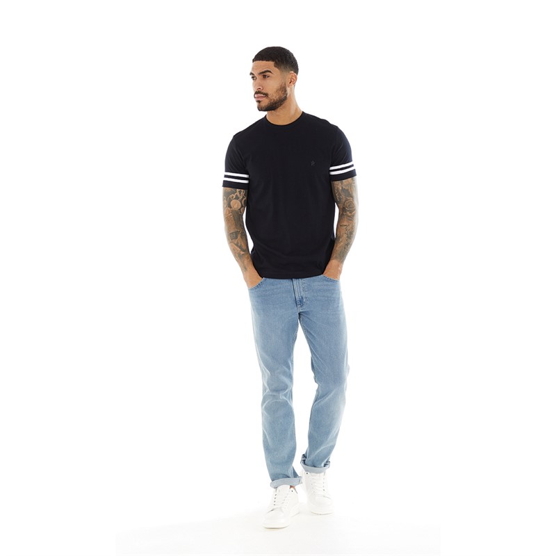 Mens Arm Stripes T-Shirt Marine/White 3 Mens Arm Stripes T-Shirt Marine/White