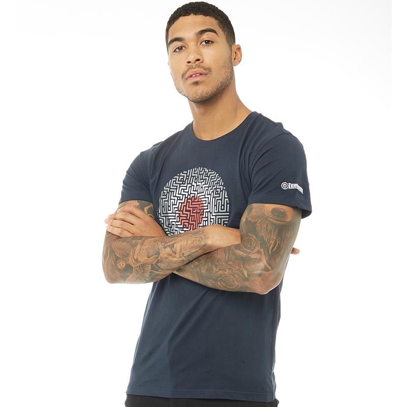 Mens Geometric Target T-Shirt Navy