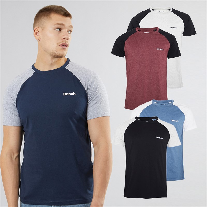 Mens Trova Five Pack T-Shirts Black/Navy/Burgundy Marl/Denim Marl/Ecru Marl