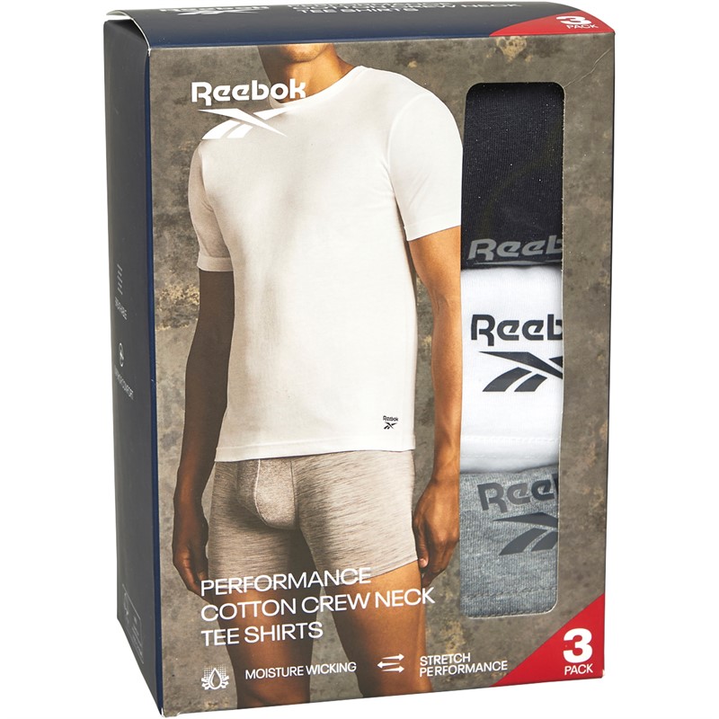 Mens Santo Three Pack T-Shirts Black/Grey Marl/White 3 Mens Santo Three Pack T-Shirts Black/Grey Marl/White