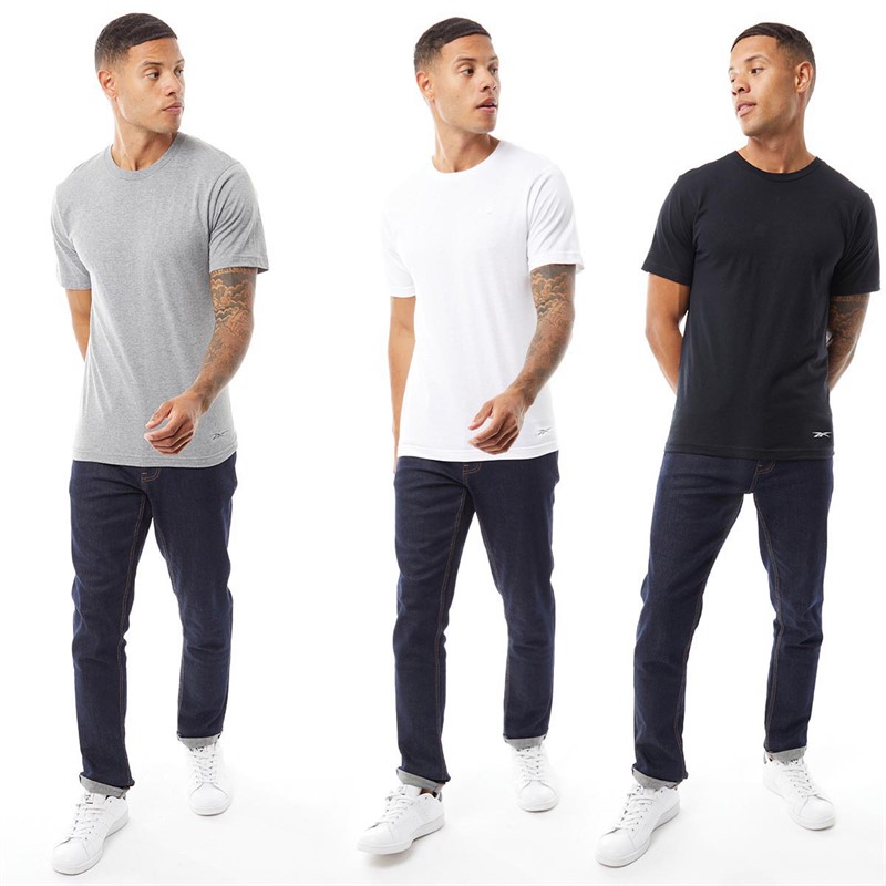 Mens Santo Three Pack T-Shirts Black/Grey Marl/White 4 Mens Santo Three Pack T-Shirts Black/Grey Marl/White