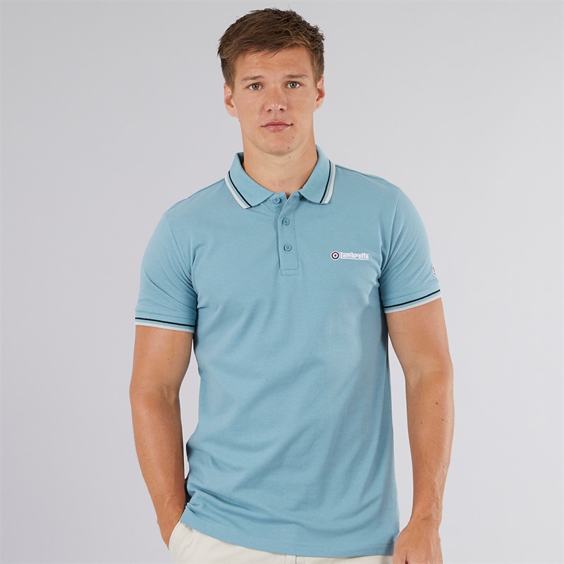 Mens Twin Tipped Polo Smoke Blue/Black/Grey