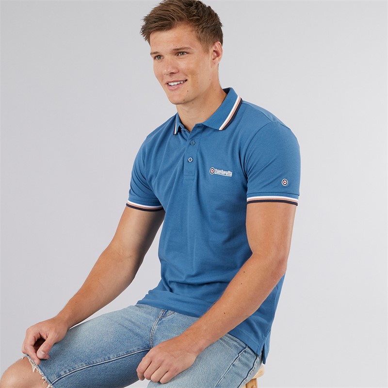 Mens Triple Tipped Polo Dark Blue/White/Cork/Navy