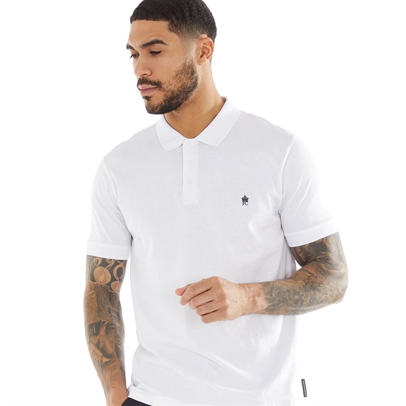Mens Jersey Polo White/Marine