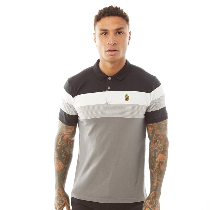 Mens Shuffle Polo Black/White/Mid Grey B