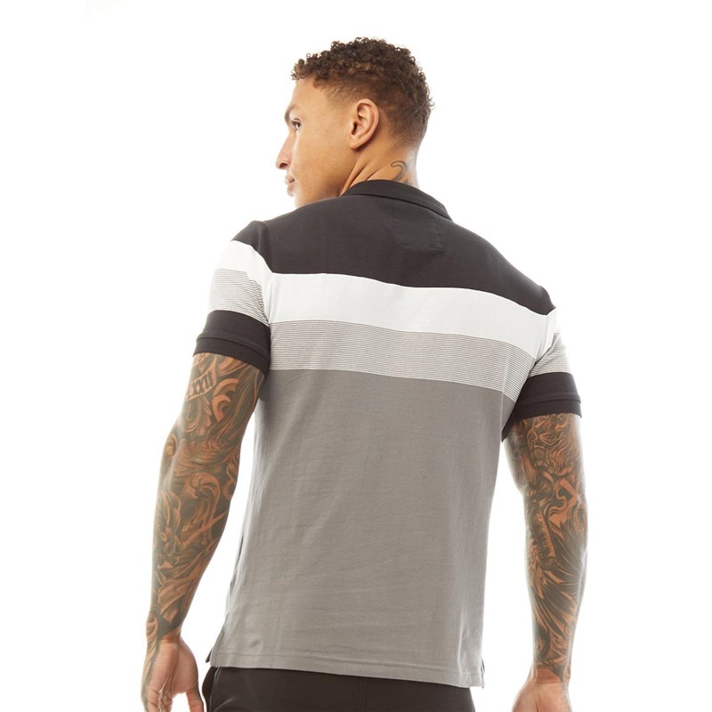 Mens Shuffle Polo Black/White/Mid Grey B 2 Mens Shuffle Polo Black/White/Mid Grey B