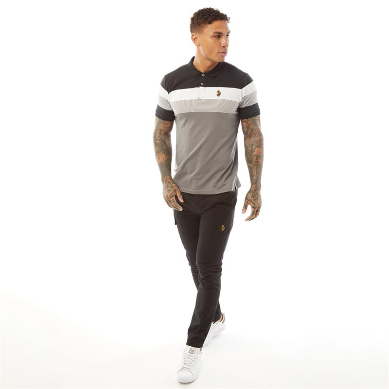 Mens Shuffle Polo Black/White/Mid Grey B 3 Mens Shuffle Polo Black/White/Mid Grey B