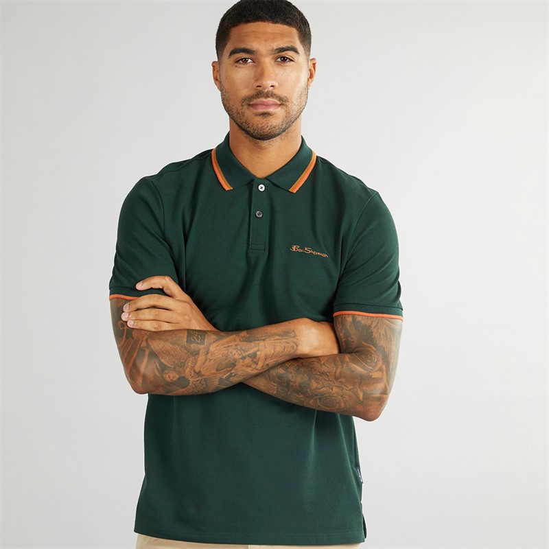 Mens Twin Tipped Polo Dark Green