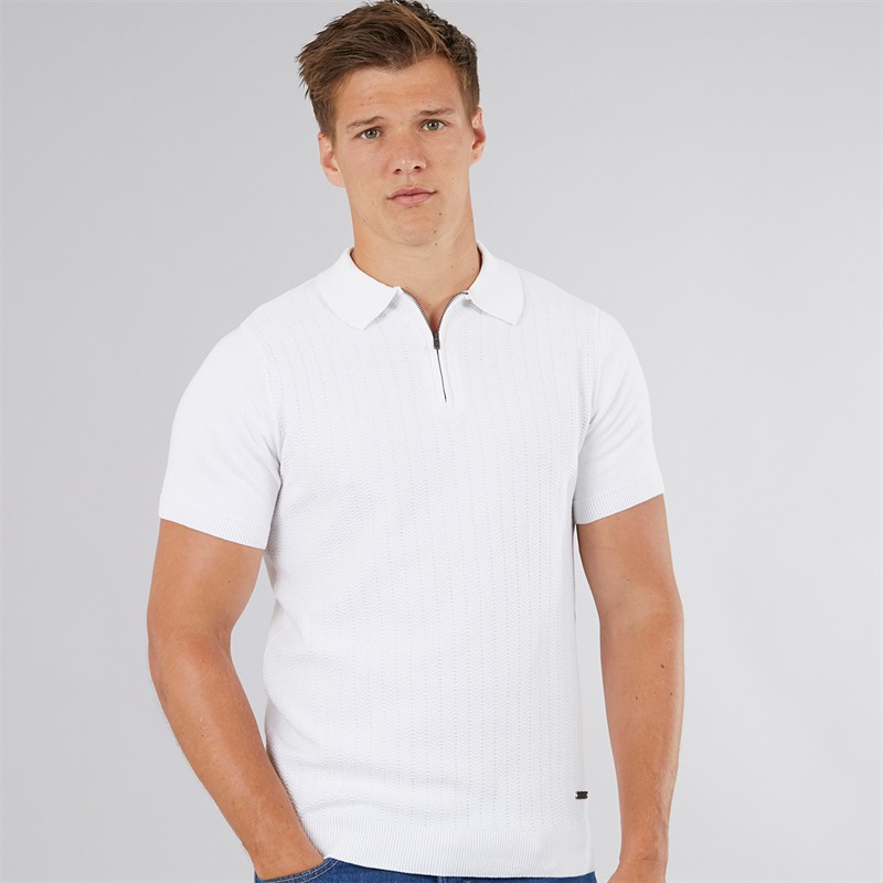 Mens Brescia Knitted Polo White