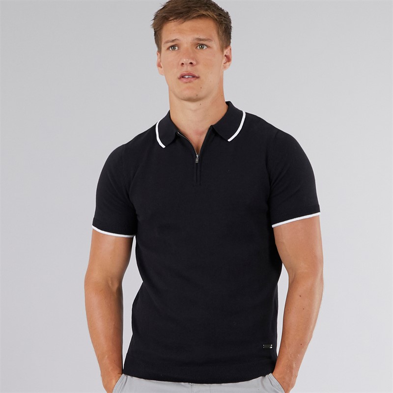 Mens Settio Knitted Polo Black