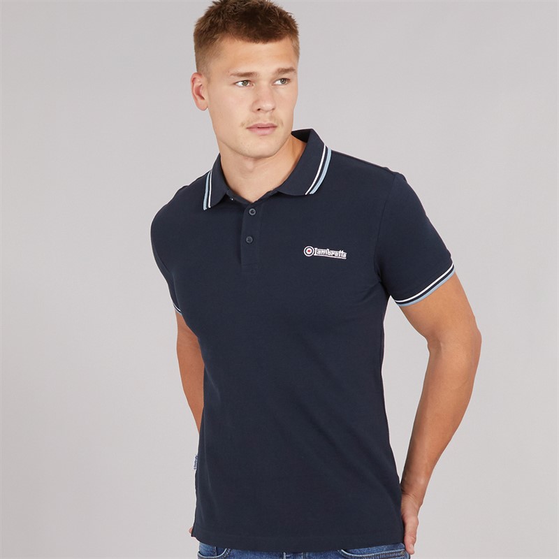 Mens Twin Tipped Polo Navy/White/Sky