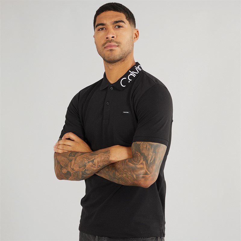 Mens Stretch Pique Logo Polo CK Black
