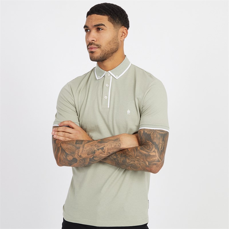 Mens Piping Polo New Sage/White