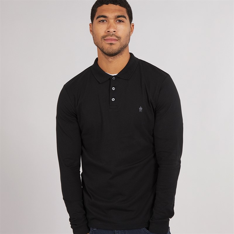 Mens Long Sleeve J Polo Black/Gunmetal
