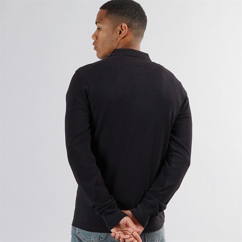 Mens Centre Long Sleeve Polo Black 2 Mens Centre Long Sleeve Polo Black