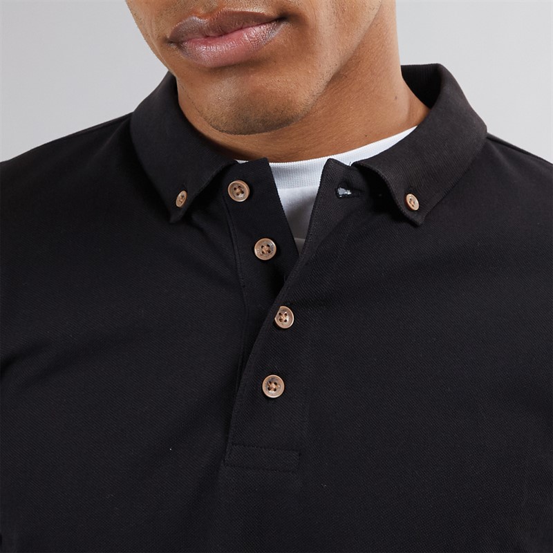 Mens Centre Long Sleeve Polo Black 3 Mens Centre Long Sleeve Polo Black