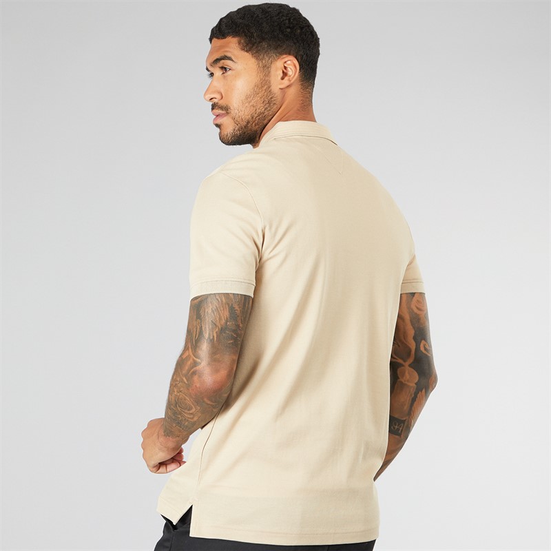 Mens Mercerised Pique Zip Polo Sandalwood 2 Mens Mercerised Pique Zip Polo Sandalwood