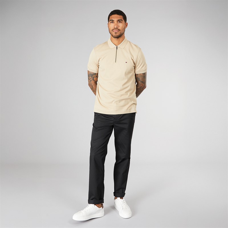 Mens Mercerised Pique Zip Polo Sandalwood 4 Mens Mercerised Pique Zip Polo Sandalwood