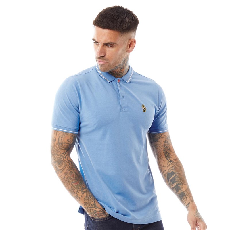 Mens Texas Tip Polo Atlantic/White 1 Mens Texas Tip Polo Atlantic/White