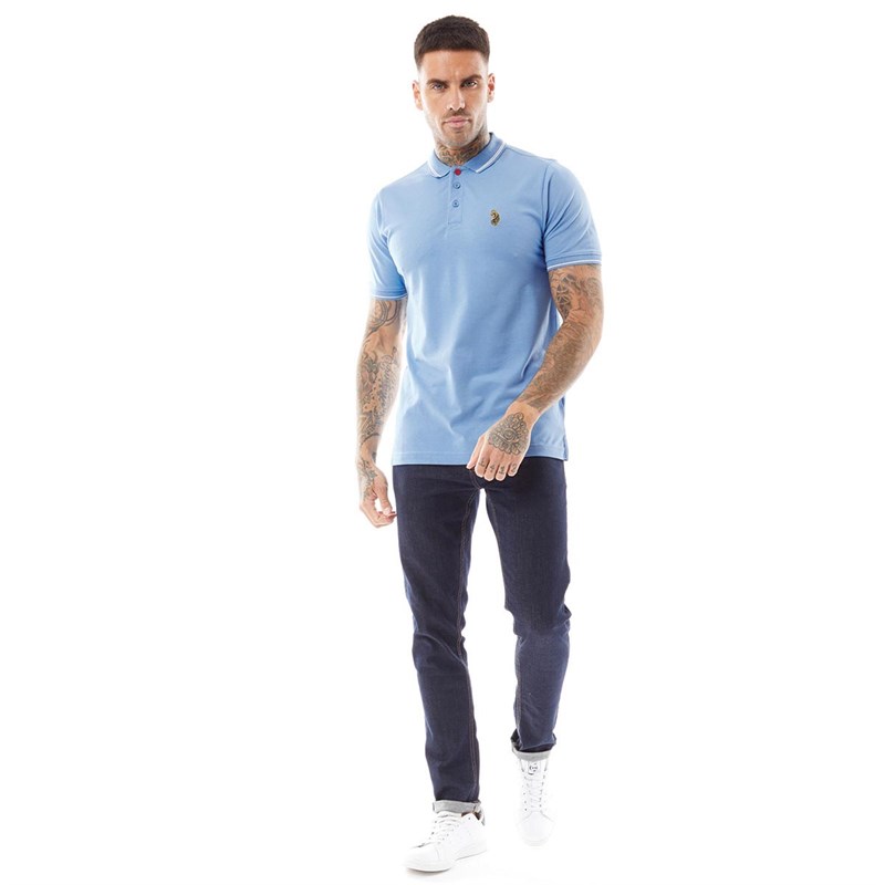 Mens Texas Tip Polo Atlantic/White 3 Mens Texas Tip Polo Atlantic/White