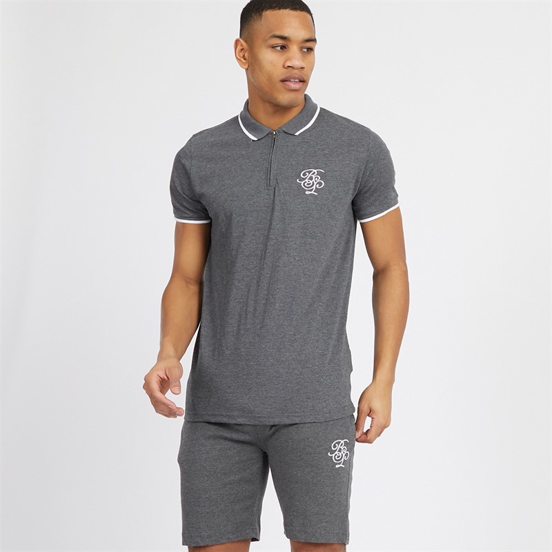 Mens Vernon Polo And Shorts Set Grey 1 Mens Vernon Polo And Shorts Set Grey