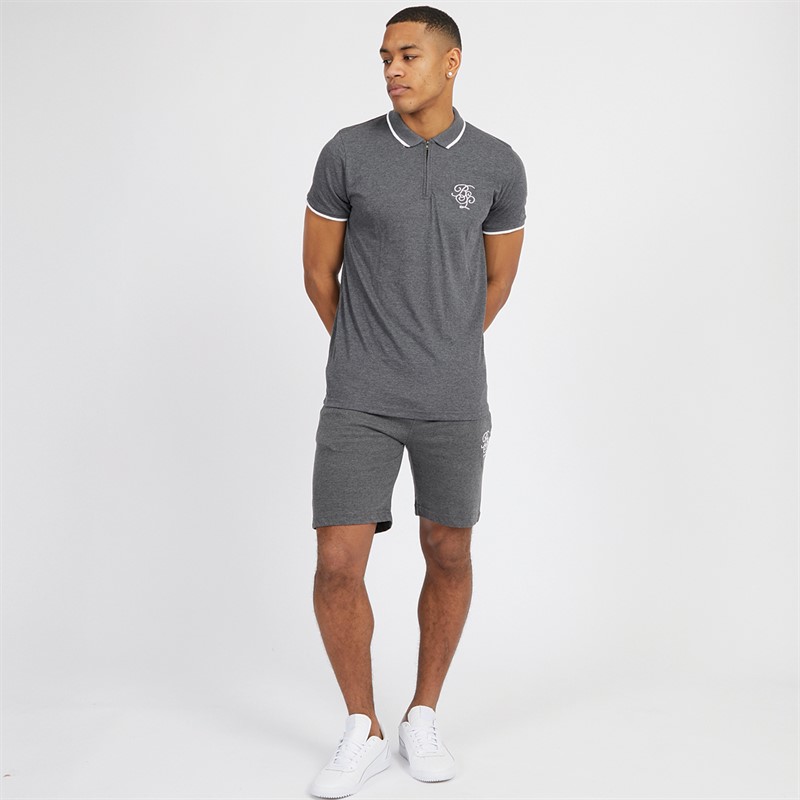 Mens Vernon Polo And Shorts Set Grey 3 Mens Vernon Polo And Shorts Set Grey