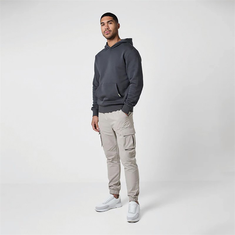 Mens Core Hoodie And Cargo Trousers Set Charcoal/Stone