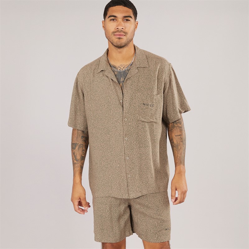 Mens Brail Shirt And Shorts AOP Co-Ord Khaki 1 Mens Brail Shirt And Shorts AOP Co-Ord Khaki