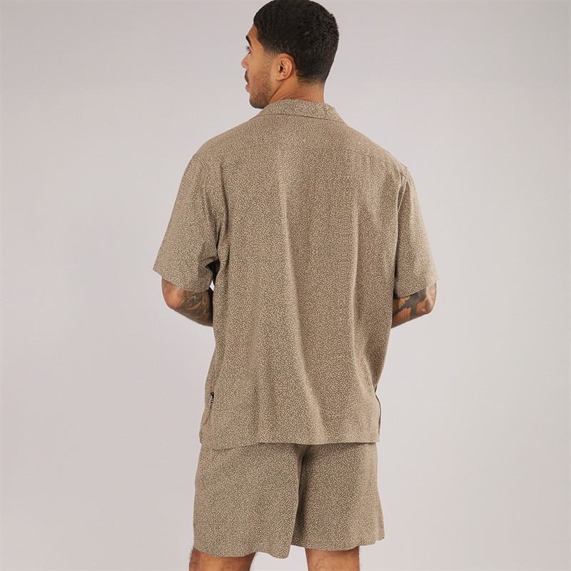 Mens Brail Shirt And Shorts AOP Co-Ord Khaki 2 Mens Brail Shirt And Shorts AOP Co-Ord Khaki