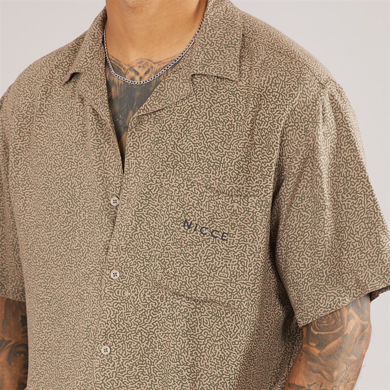 Mens Brail Shirt And Shorts AOP Co-Ord Khaki 3 Mens Brail Shirt And Shorts AOP Co-Ord Khaki