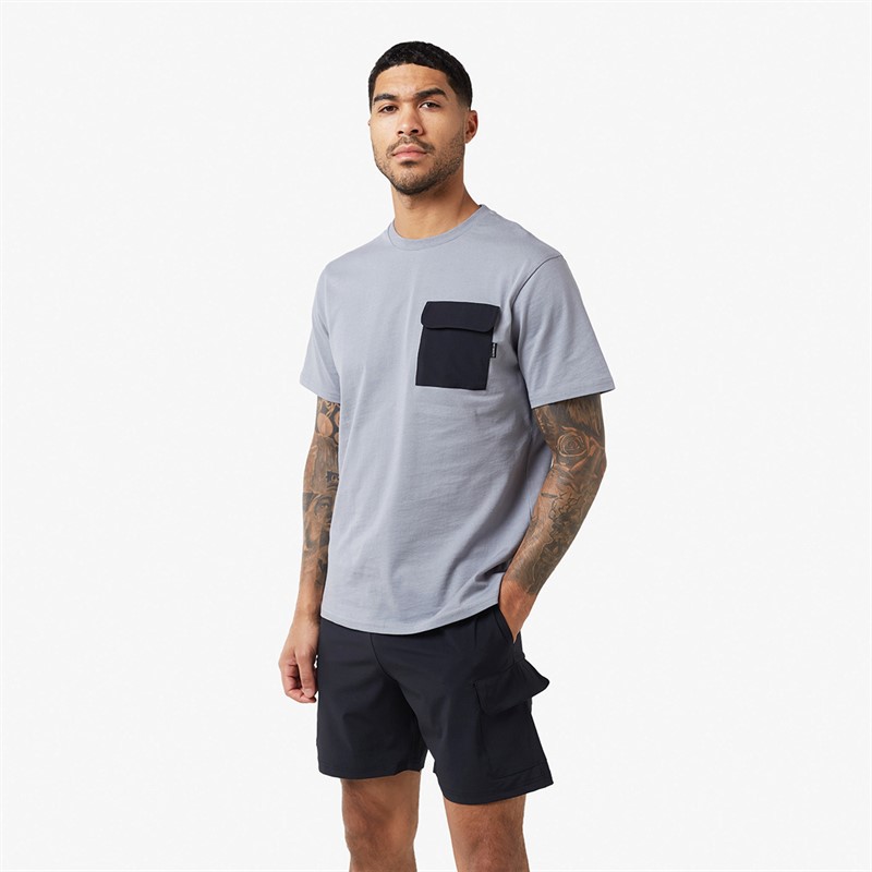 Mens Contrast Nylon Pocket Twinset Grey/Black