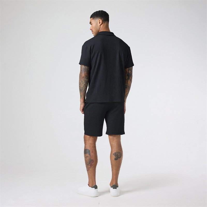 Mens Crinkle Shirt Twin-Set Black 2 Mens Crinkle Shirt Twin-Set Black