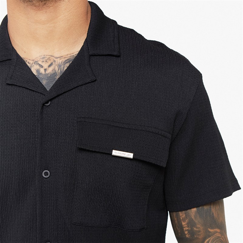 Mens Crinkle Shirt Twin-Set Black 3 Mens Crinkle Shirt Twin-Set Black