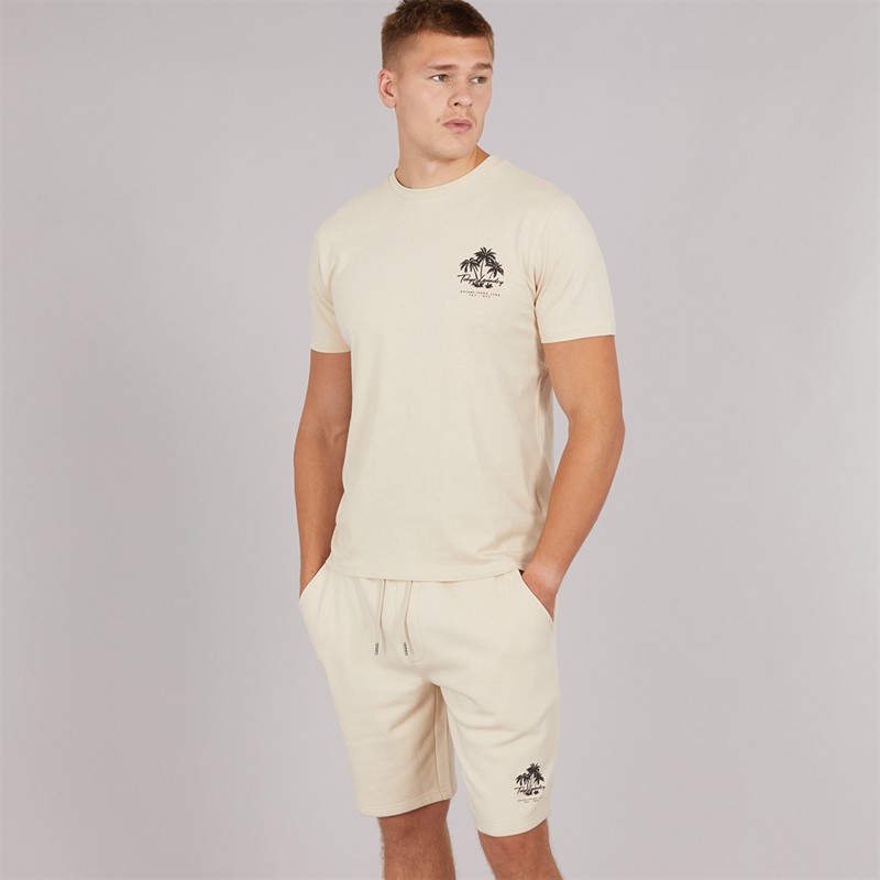 Mens Tokyo Beach T-Shirt And Shorts Set Stone 1 Mens Tokyo Beach T-Shirt And Shorts Set Stone